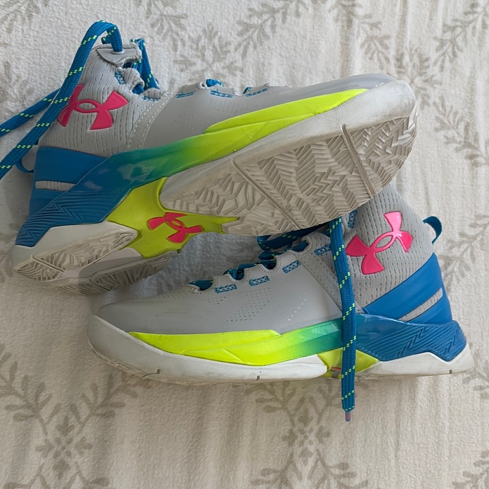 Under Armour Kids' Gray and Blue Athletic Shoes